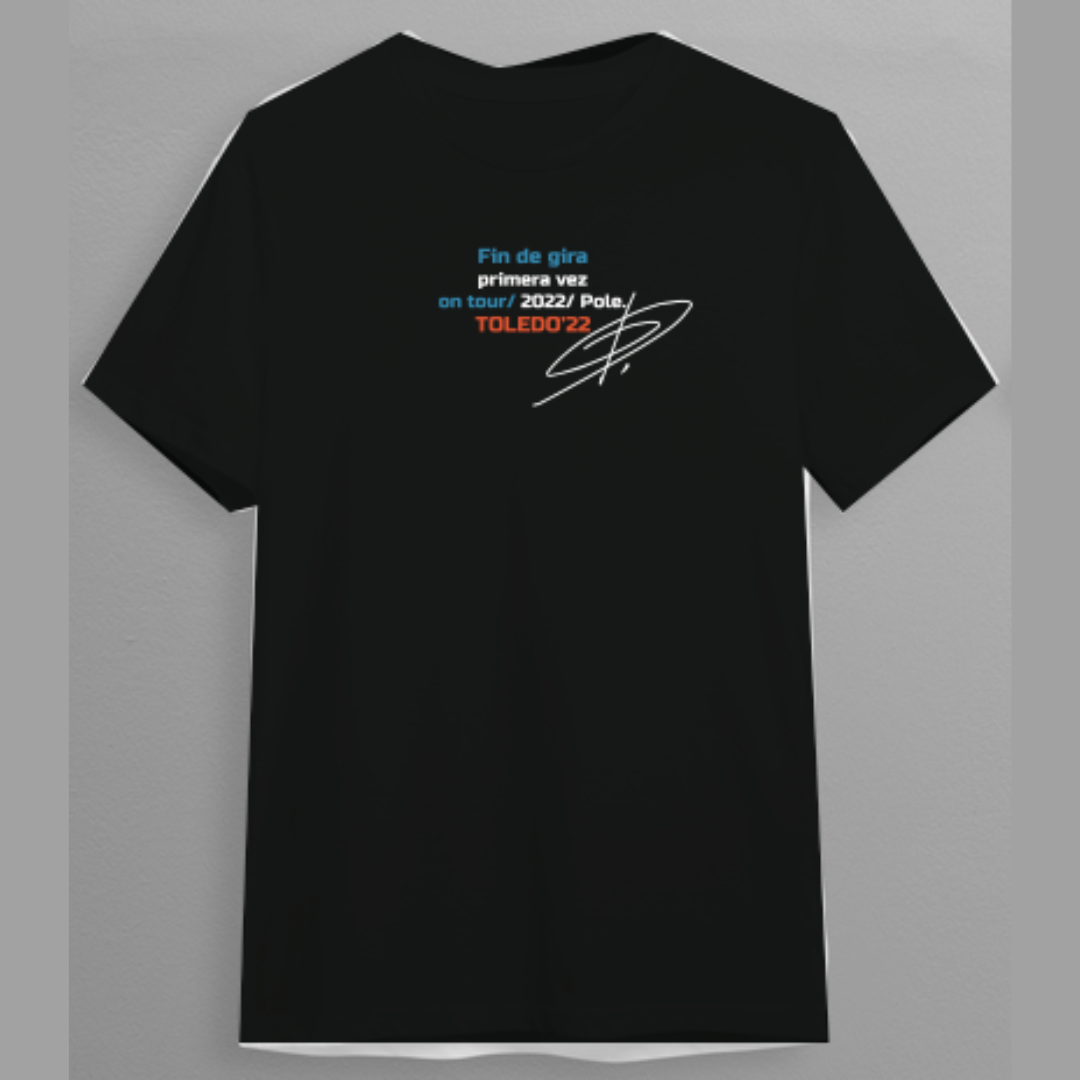 Camiseta negra Por Primera Vez edición Toledo merch oficial Pole en SMFSTORE