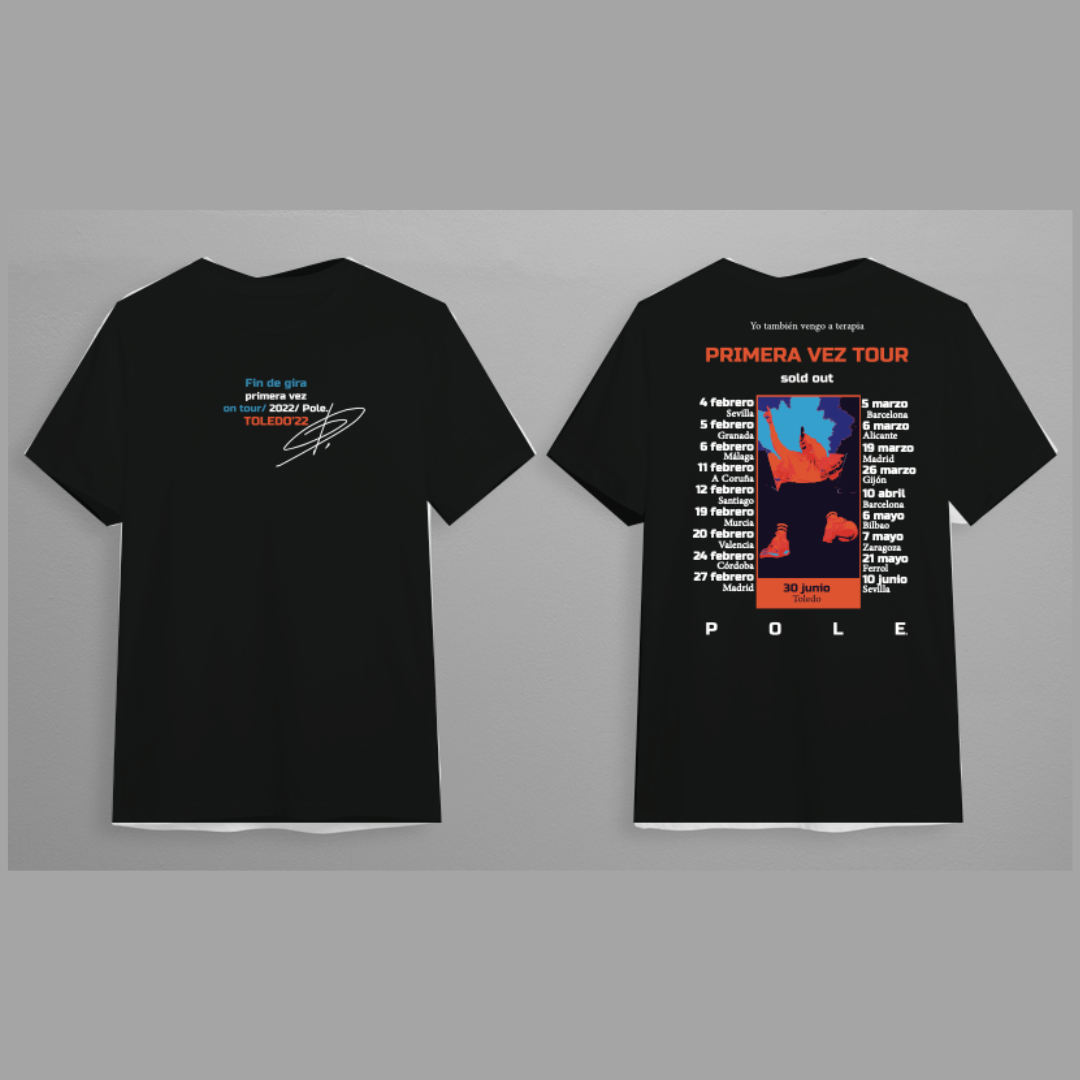 Camiseta negra Por Primera Vez edición Toledo merch oficial Pole en SMFSTORE