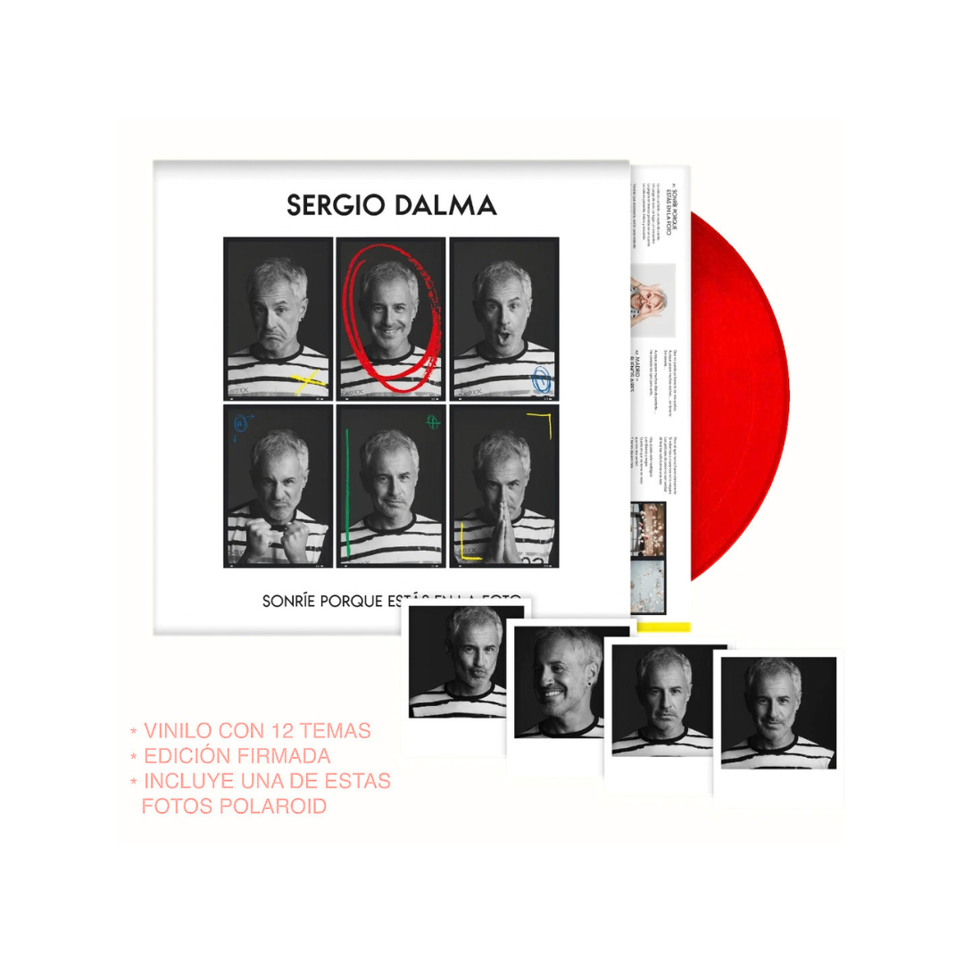 Sonríe porque estás en la foto LP Rojo Exclusivo firmado + Foto Sergio Dalma en Sony Music Store
