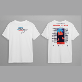 Camiseta blanca Por Primera Vez edición Toledo merch oficial Pole en SMFSTORE